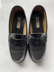 【ユーズド】ハルタ　ローファー　レディース　ブラック　サイズ25センチ　ワイズ3E HARUTA 黒　高校生　通学用　IG0D 4505