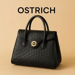 HOFFMANN OSTRICH ハンドバッグ レザー ブラック I924-2のサムネイル
