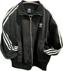 アディダス 3本線 トラック ブラックデニムジャケット