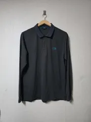 ザノースフェイス メンズ 長袖 ポロTシャツ ブラック サイズ 110 洗濯済み
