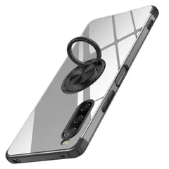 【人気商品】クリア リング付き エクスペリア 10 V/SO-52D 10 / SOG11 カバー ケース 透明 おしゃれ OURJOY 用 スマホケース メッキ加工 ソフトケース 耐衝撃 V 軽量 薄型 ストラップホール付き Xperia スタンド機能 車載