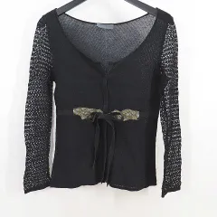 アルベルタ フェレッティ ALBERTA FERRETTI 長袖 ニット カーディガン 黒系 ブラック ビジュー レース編み リボン 薄手 イタリア製のサムネイル