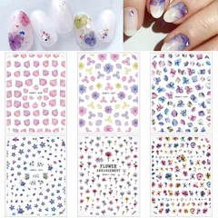 花 紫陽花 ネイルシール ネイルステッカー アジサイ 花びら 花柄 梅雨 Sucodver パープル系 春 夏 DIY 6枚セット