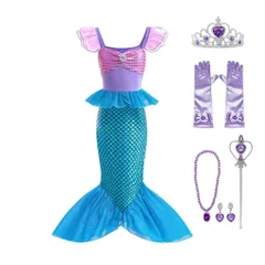 新品 [Dressy Daisy] 幼児 女の子 人魚姫 コスチューム コスプレ ドレス セット 子供 アリエル プリンセス 仮装 ハロウィン アクセサリー 付き サイズ 8～9歳 130