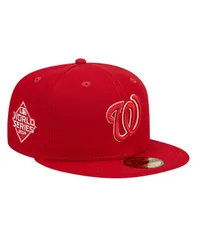 ニューエラ メンズ アクセサリー 帽子 ロゴ New Era Mens Red Washington Nationals Logo 59FIFTY Fitted Hat Red レッド