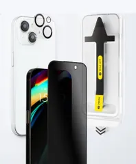 日本メーカープレミアムガラスフィルムiPhone強化カメラ保護フィルム スマホ守るアイフォン用フィルム (覗き見防止, iPhone14/13) [覗き見防止] [iPhone14/13]