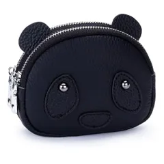 Honesty Mouth 本革仕様 小銭入れ レディース コインケース 小さい財布 レザー 可愛い パンダ 子供 キッズ 本革 ミニ財布 キーケース バッグチャーム (03:ブラック) [03:ブラック]