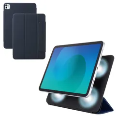新品 エレコム iPad Pro 11インチ (M4) ケース カバー 軽量 スリム マグネット吸着 2つの角度調節可能 Pencil収納 オートスリープ/ウェイク対応 ネイビー TB-A25PMWVPF2NV