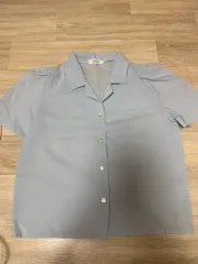 スカイブルー 半袖 ブラウス