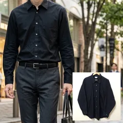 都会的な上品さ【Paul Smith LONDON】ポールスミスロンドン 長袖 シャツ 綿 100% 無地 濃紺 ネイビー オーバーサイズ ビッグシルエット 大きいサイズ メンズ 3L XXL 2XL /M44400jQ