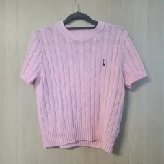 エル パリ ピンク ケーブル 半袖 ニット S-M
