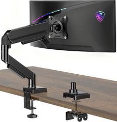 AX WABER 單顯示器支架 電腦顯示器支架 適用於 17-32 英吋 VESA 75x75 100x100 適用 承重：2-9.9 公斤 氣壓彈簧式 夾具式和穿孔式 多角度調節 適用於家庭和辦公室環境 黑色 AX