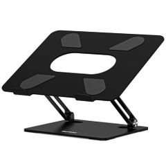 BoYata 筆記本電腦支架 電腦支架 平板電腦 無段階高度/角度調整可能 改善姿勢 緩解腰痛/駝背 穩定性 可折疊 碳鋼製 適用於11-17吋以下設備 黑色