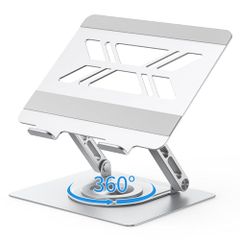 BoYata 筆記電腦支架 360度旋轉式 可折疊式 筆記電腦支架 平板電腦支架 教學講台 旋轉支架 無段式角度/高度調節 人體工學設計 穩定散熱 防滑墊 改善姿勢 緩解腰痛/駝背 適用於17吋以下的筆記電腦或平板電腦