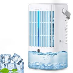 冷風機 冷風扇 強力【2026新登場・節電對策・首振り・USB供電式】超音波式 大容量 省エネ 小型 冷風扇風機 卓上クーラー 細かいミスト 氷入れ可 噴霧 扇風機 送風 加湿 冷却 ミニクーラー 緊湊 3段階風量 切定時 LED燈 緊湊Y