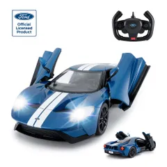 新品 Rastar RCカー | 1/14フォードGT R/C ラジコンカー、子供向け、ドアが手動で開閉可能、ブルー 2.4GHz