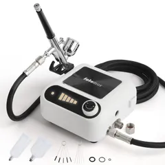 エアブラシ ミニコンプレッサー セット 41PSI 2つエアー吐出口 2本ハンドピース同時接続可 オートスイッチ搭載 口径0.3mm 小型 軽量 塗装 スプレー ホビー プラモデル 模型shun 69125ae5