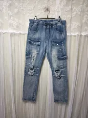 DSQUARED2 ディースクエアード2 デニム ダメージ ウォッシュ カーゴ ジョガー ズボン