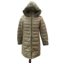 ユニクロ UNIQLO ウルトラライトダウンコート ロング丈 L 茶色 ブラウン ファー付き フード付き /HO13 ■ECA002