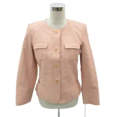 タルボット TALBOTS レザージャケット 上着 ミドル丈 8 ピンク ノーカラー /HO19 ■ECA002のサムネイル