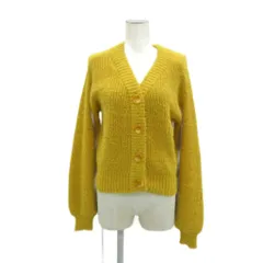 リリーブラウン Lily Brown カーディガン ミドル丈 F マスタードイエロー 無地 Vネック パフスリーブ /MA6 ■ECB002
