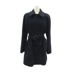 ミスオンワード Miss Onward ステンカラーコート ミドル丈 ウール 黒 ブラック ベルト付き /MA2 ■ECA001