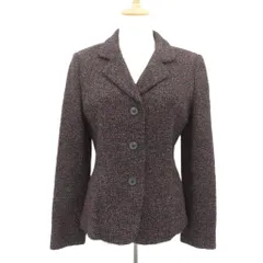 ハナエモリ HANAE MORI ツイードテーラードジャケット 上着 ミドル丈 シングルボタン 総裏地 40 ボルドー ミックスカラー /SM58 ■ECC002