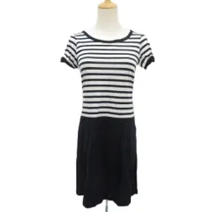 トゥービーバイアニエスベー To b. by agnes b. ワンピース ひざ丈 T2 白 黒 ボーダー柄 ラウンドネック 半袖 /SY32 ■ECC002