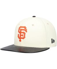 뉴 엘라 남성 액세서리 모자 가죽 New Era Mens Cream San Francisco Giants Game Night Leather Visor 59FIFTY Fit