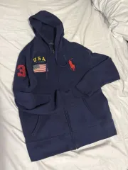 ポロラルフローレン ビックポニー 星条旗 フード ジップアップ