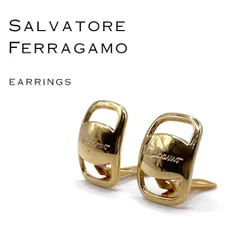【美品】Salvatore Feragamoサルヴァトーレフェラガモ  90s イタリア製 ヴァラ ゴールド イヤリング ヴィンテージ スクリプロゴ 【古着】【中古】【送料無料】のサムネイル