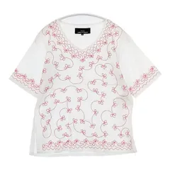 tricot COMME des GARCONS 刺繍 半袖 ブラウス シャツ AD2007 ホワイト レッド レディース トリココムデギャルソン【中古】6-0323S∞のサムネイル