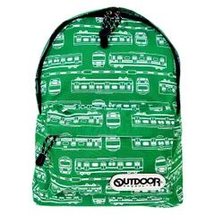 リュック キッズ OUTDOOR PRODUCTS アウトドアプロダクツ 12439289 リュックサック 84.Dグリーン 電車柄