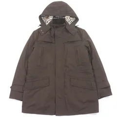 美品□BURBERRY LONDON バーバリーロンドン 裏ノバチェック柄 中綿ライナー付き フーデッド ナイロンコート ブラウン M 正規品 メンズ