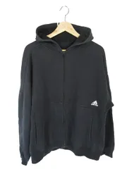 アディダス adidas パーカー ジャケット ジップアップ フード 裏起毛 ボア ロゴ ワンポイント ブラック サイズL 国内正規 QQQ