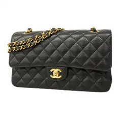 シャネル(Chanel) シャネル ショルダーバッグ マトラッセ Wフラップ Wチェーン キャビアスキン ブラック レディース