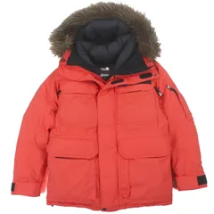 美品▼THE NORTH FACE ザ・ノースフェイス ND91920 SUMMIT SERIES Southern Cross Parka ファー付き フーデッド ダブルジップアップ ダウンジャケット オレンジ M 正規品 メンズ