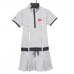 FILA GOLF フィラゴルフ 半袖 ハーフジップ ワンピース L 千鳥柄