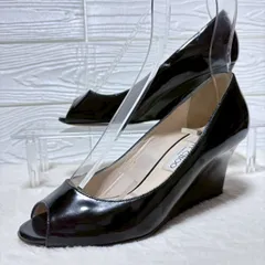 JIMMY CHOO ジミーチュウ エナメル オープントゥ ウェッジソール パンプス 約6cmヒール