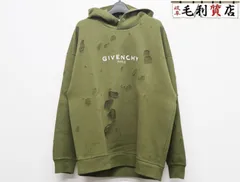 GIVENCHY ジバンシィ コットン ポリエステル パーカー サイズL メンズ カーキ BMJ03H3Y42 デストロイ 美品 トップスのサムネイル