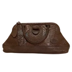 良品 IBIZA イビサ パイソンレザー切替 がま口 2WAY ハンドバッグ ブラウン レディース 古着 中古 USED