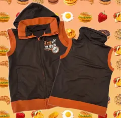 日本 ヴィンテージ ブラウン フード ジップアップ ベスト Y2K スポーティー オタク エスニック 日本 ヴィンテージ 必須アイテム