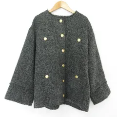 美品 LOUNGEDRESS ラウンジドレス ツイードジャケット Fサイズ グレー レディース 古着 中古 USEDのサムネイル