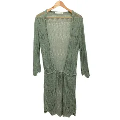 美品 PINK HOUSE ピンクハウス クロシェニット ロングカーディガン グリーン レディース 古着 中古 USED