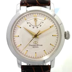 【希少】腕時計 メンズ オリエントスター ORIENT STAR ロイヤル EG04-C0 手巻き シルバー 裏スケ パワーリザーブ 革ベルトのサムネイル