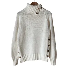 美品 POLO JEANS COMPANY RALPH LAUREN ポロジーンズ ラルフローレン タートルネック ニット セーター M ホワイト レディース 古着 中古 USED