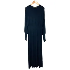 良品 Room no.8  ルームエイト GARTER PLEATS BIG/S DRESS ニット ドレス ワンピース F ブラック レディース 古着 中古 USEDのサムネイル