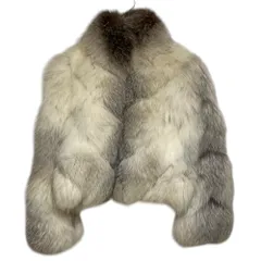 美品 NOVESPAZIO ノーベスパジオ ブルーフォックスファー コート サイズ38 ホワイト レディース 古着 中古 USED