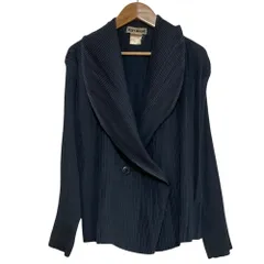 美品 ISSEY MIYAKE イッセイミヤケ ショールカラー プリーツジャケット サイズM グレー レディース 古着 中古 USEDのサムネイル