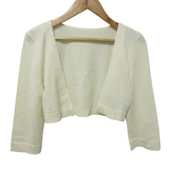 美品 FOXEY NEW YORK フォクシーニューヨーク カシミヤシルク 七分袖 ニット ボレロ カーディガン 29533 38 アイボリー レディース 古着 中古 USED